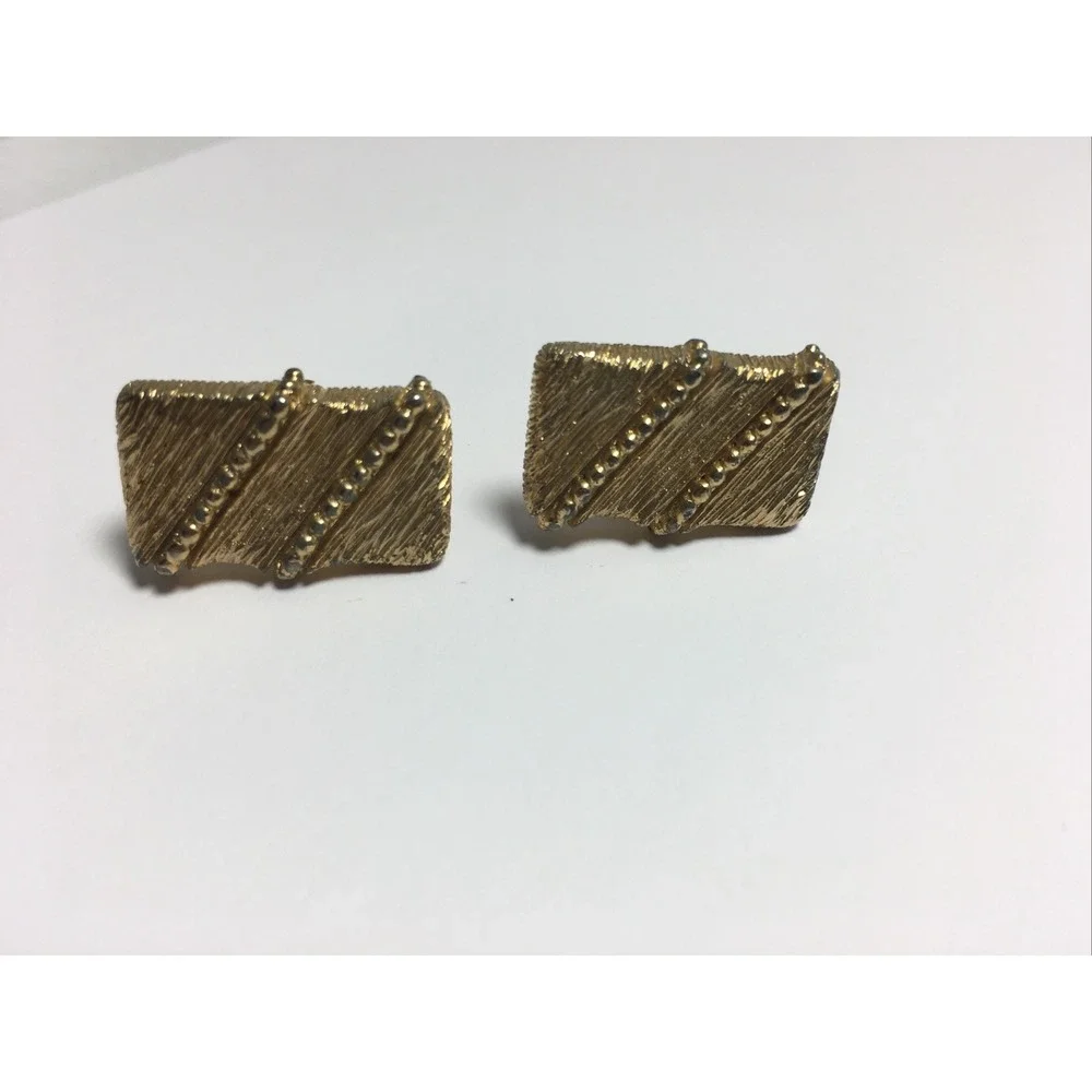 Mens Vintage Cufflinks Signed Swank Gold Rectangle